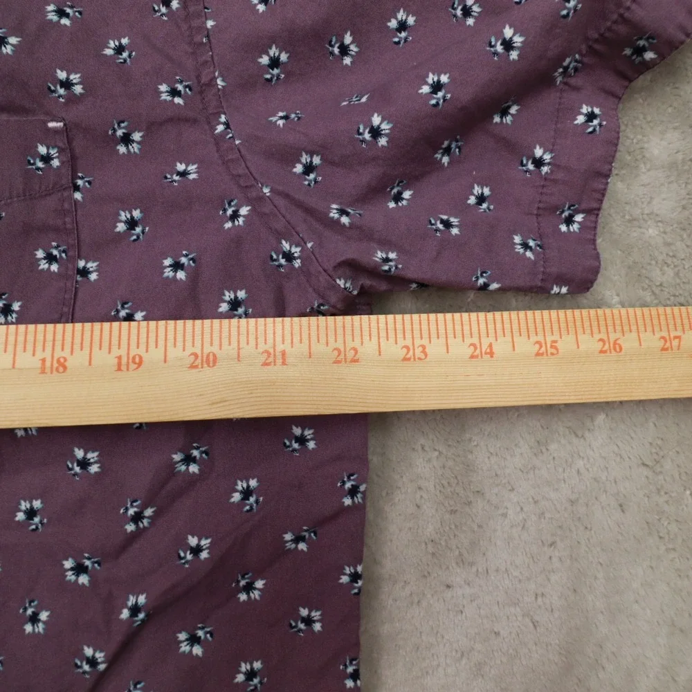 7 Diamonds Purple Floral Short Sleeve Button Up Shirt Men's XL Cotton Preppy